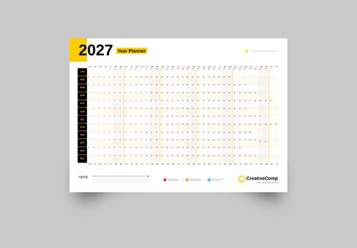 Year Planner 2027 New Year Calendar