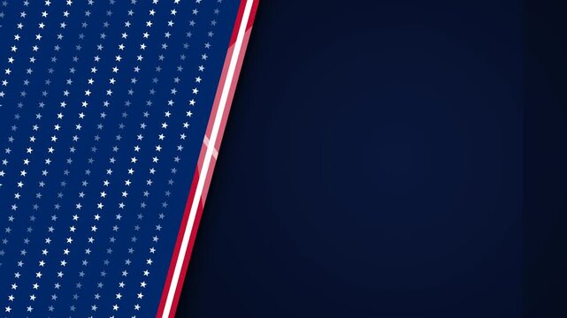 American USA flag vertical banner on a dark blue background. This seamless patriotic motion graphic loop is perfect for 4th of July, news broadcast, and election video designs.
