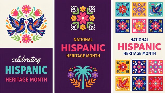National hispanic heritage month celebration design set