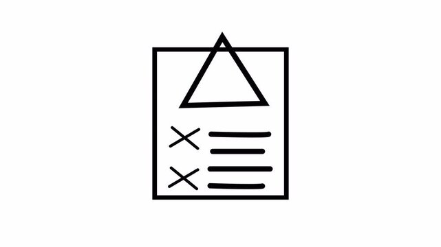 Document Error Warning Animation - Failed Upload Checklist Icon animation with Alert Triangle animation with alpha channel on transparent background in 4k .