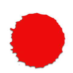Fototapeta premium Vivid red circular irregular splatter shape isolated on transparent background with soft drop shadow effect