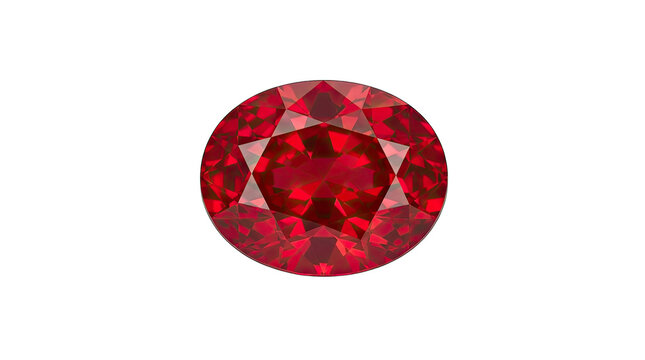 Vibrant red ruby gemstone with oval cut facets for luxury jewelry design and high end fashion accents.
