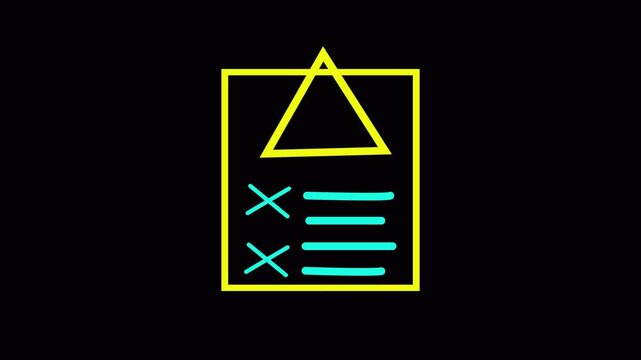 Document Error Warning Animation - Failed Upload Checklist Icon animation with Alert Triangle animation with alpha channel on transparent background in 4k .