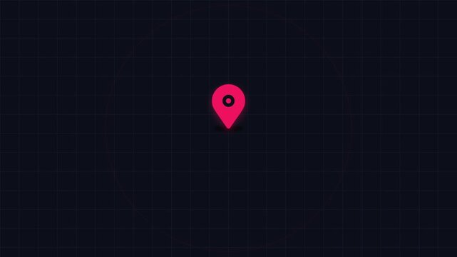 Abstract digital map pin icon radiating signal waves, symbolizing precise location data or wireless network range
