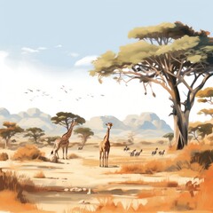 Naklejka premium Landscape wildlife outdoors savanna.
