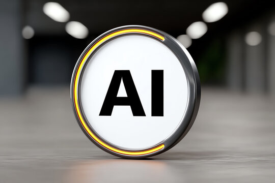 Modern AI symbol displayed on a sleek surface, representing advancements in artificial intelligence technology and innovation.