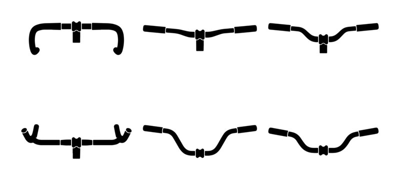 Bicycle Handlebar Styles Set, Cycling Control Components Collection, Vector Icons