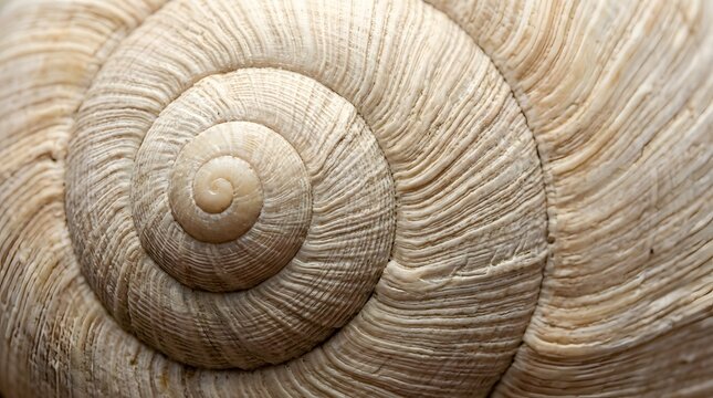 Natural textured pattern of a snail shell showing organic spiral growth layers and weathered ridges that display biological engineering and geometric precision found throughout the wild outdoor