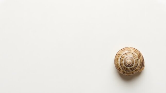 Single Empty Brown Snail Shell Resting On A Light Surface Representing Natural Wonders And Evolutionary Biology Themes For Scientific Educational Purposes Or Decorative Artistic Display And