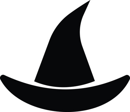 Pointed wizard hat vector graphic illustration featuring a bold black silhouette design suitable for magic themes and halloween creative projects