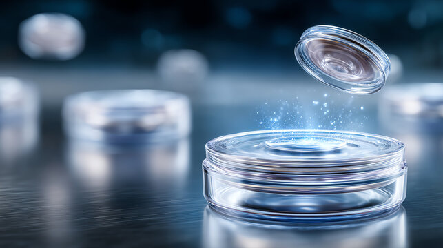 An abstract depiction of transparent containers floating, showcasing futuristic design and modern technology concepts.