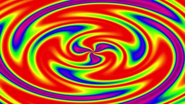 Psychedelic rainbow spiral background pattern ideal for posters, music albums, digital art, fabric prints, and graphic design projects.