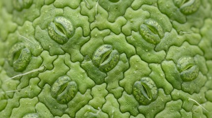 Fototapeta premium Microscopic view of green plant stomata and cellular structure