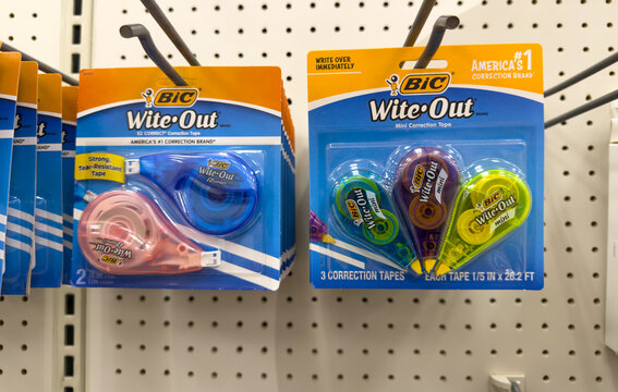 BIC Wite Out Correction Tape Packs On Display

