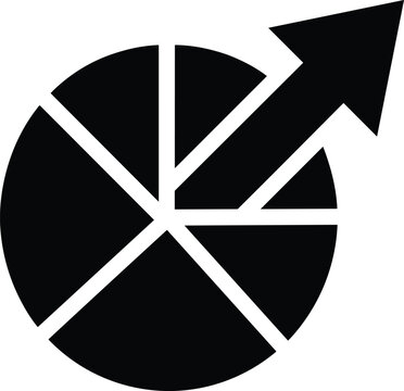 Business Growth and Data Analytics Concept with Pie Chart and Upward Arrow Silhouette