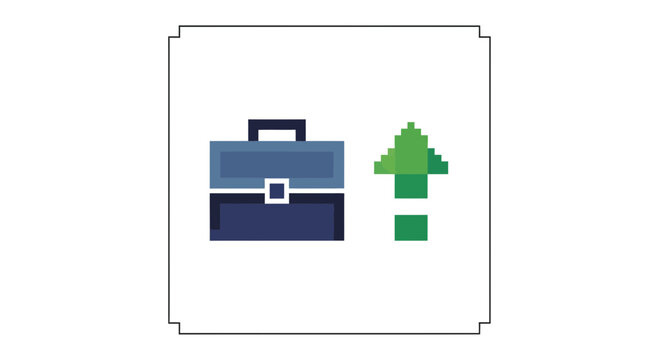 Business briefcase and green upward arrow icon