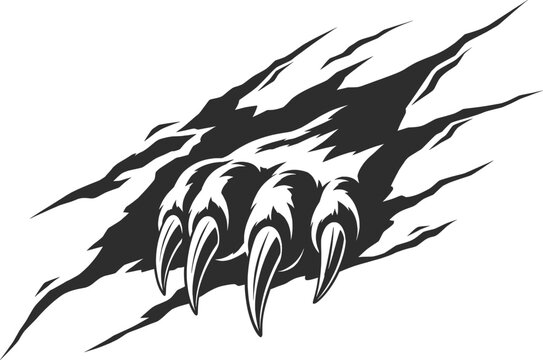 Fierce Monster Claw Silhouette Vector Illustration Dark Fantasy Beast Talon Design.