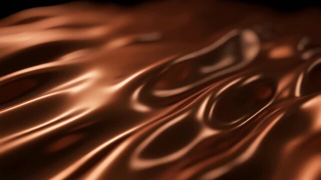 Abstract Liquid Copper Bronze Surface Flowing Motion Background