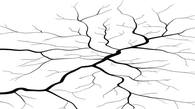Branching tree roots and flowing river network structures, black and white organic lines vector abstract background design