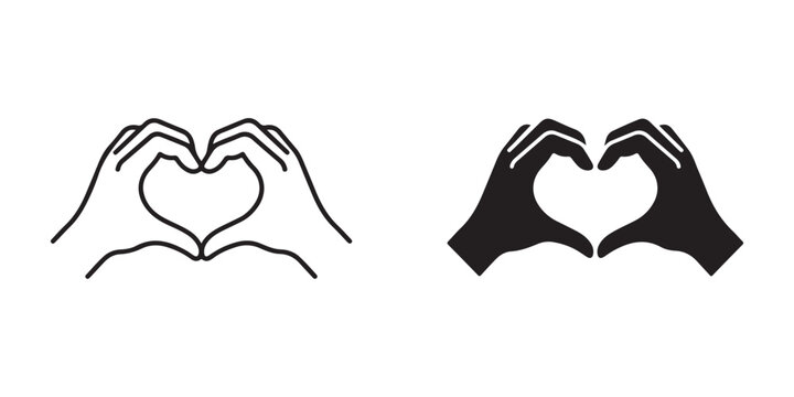 Hand gestures forming heart shapes with two different styles for love and affection symbols