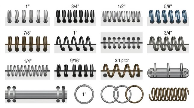 Vintage technical illustration showing various types of mechanical springs and coil configurations used in historical engineering and industrial design
