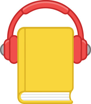 Audiobook Yellow Book Red Headphones Education Vector Icon