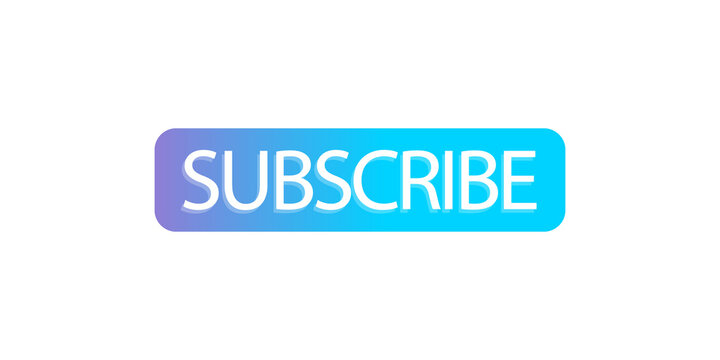 Blue gradient subscribe button icon isolated on transparent background