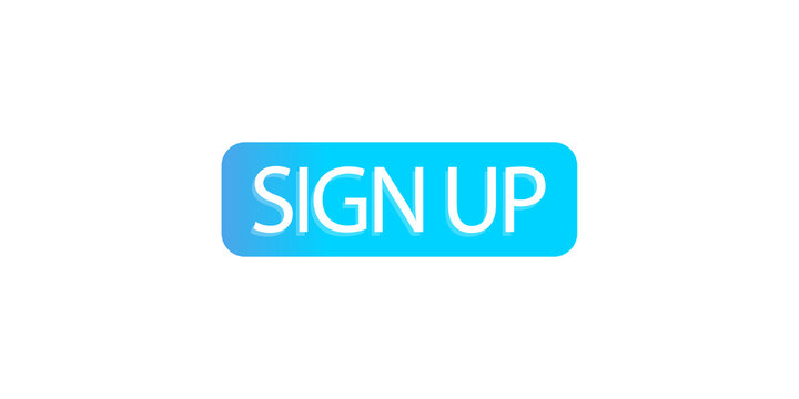 Blue rectangular sign up button isolated on transparent background