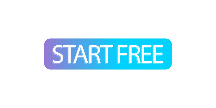 Blue gradient start free button isolated on transparent background