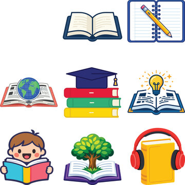 Education Vector Icon Collection for Reading and Literacy Designs