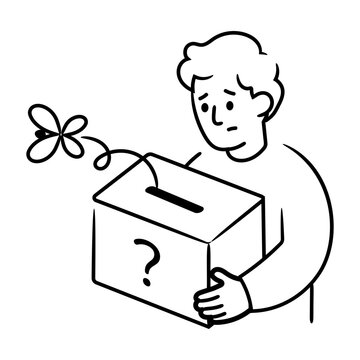 A person holding a donation box with a question mark representing unavailable contributions.