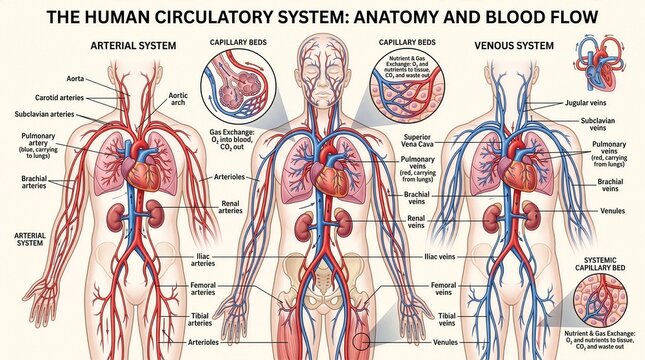 human circulatory system. vector illustration of blood circulation in human body
