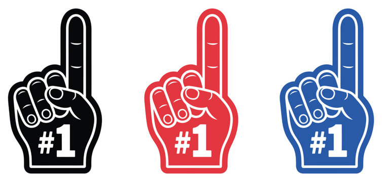 foam finger hand sign showing number one gesture for sports fans cheering and victory