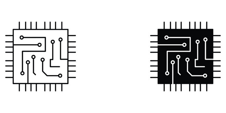 Electronic circuit board icon microchip icon isolated on transparent background technology