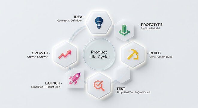 Product Life Cycle Diagram and Phase Icons Presentation