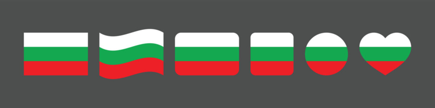 Bulgaria flag icons set in various shapes