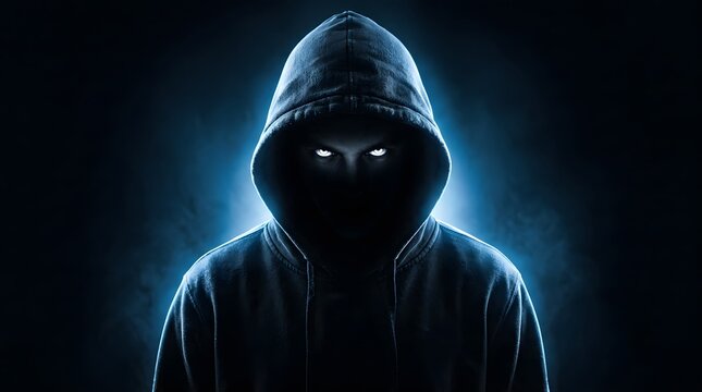 A chilling portrait of a mysterious figure shrouded in darkness evoking suspense and the spirit of halloween night