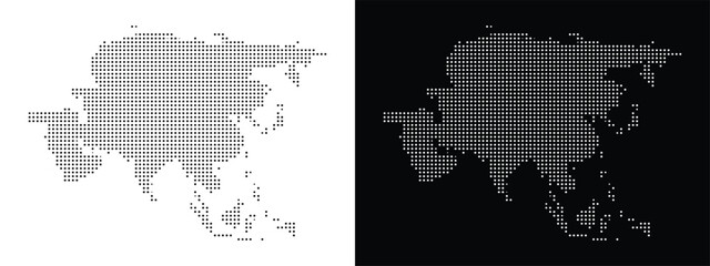 Dotted map of asia continent and © Meeme