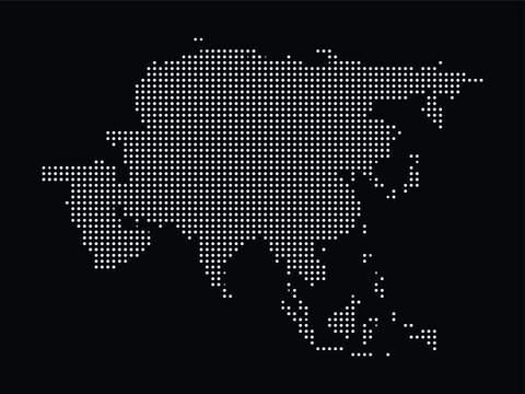 Dotted map of asia continent