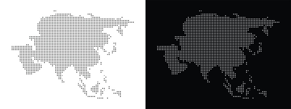 Dotted map of asia continent and