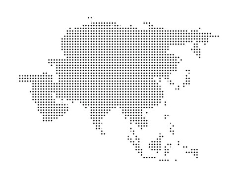 Dotted map of asia continent