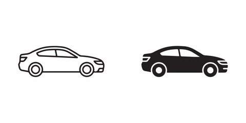 Fototapeta premium car icons in white and black silhouette style isolated on transparent background