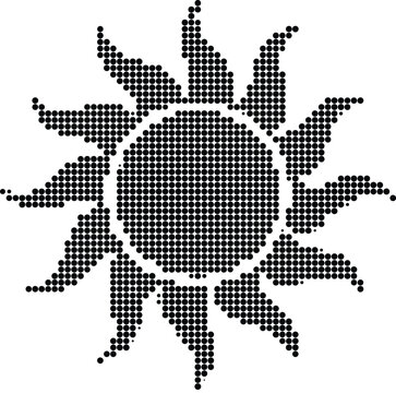 Sun symbol halftone dot vector illustration isolated