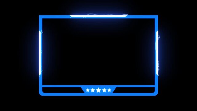 Animated Electric Blue Webcam Frame Stream Overlay Loop