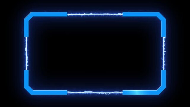 Animated Electric Neon Blue Webcam Frame Stream Overlay Loop