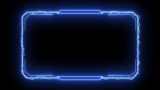 Animated Electric Neon Blue Webcam Frame Stream Overlay