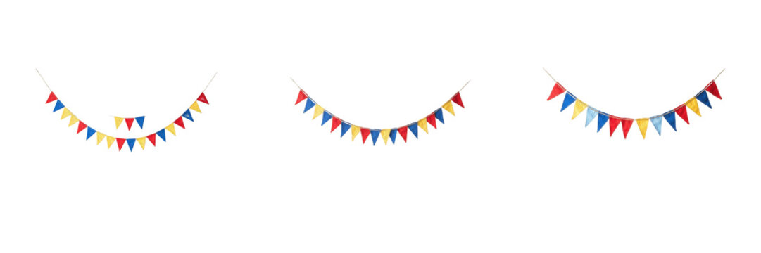 Set colorful fabric bunting flags hanging on string party garlands celebration banners festive decoration elements birthday party supplies carnival decorations