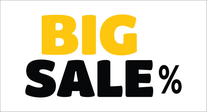 Bold typography spelling big sale with a percent sign set against a white background letters