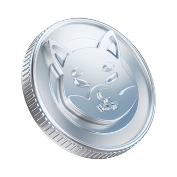 Silver Shiba Inu SHIB Cryptocurrency Coin 3D Render Illustration
