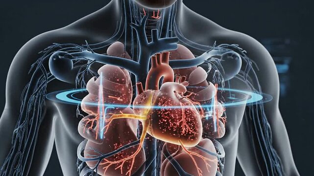 Futuristic Health And Wellness Scanner Focusing On Heart Age With Digital Visualization Of Circulatory System In 3D